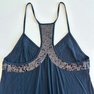 Express Black Sequin Flowy Halter-neck Tank Top - Size Small